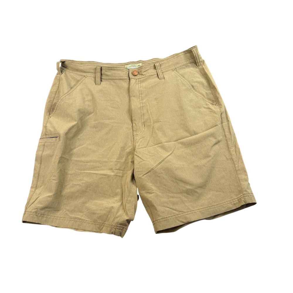 Ocean Coast Men Khaki Cargo Shorts Size 36 Polyester Spandex Outdoor Casual